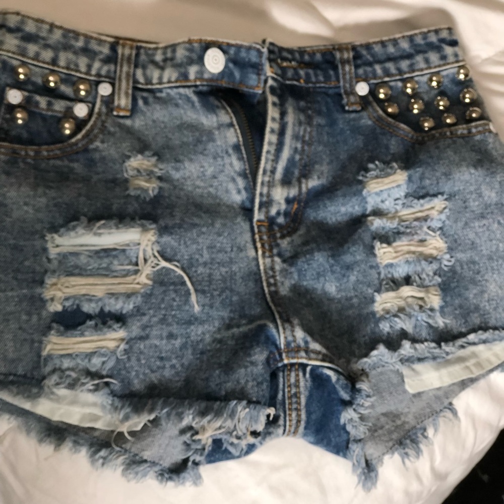 High waisted studded shorts